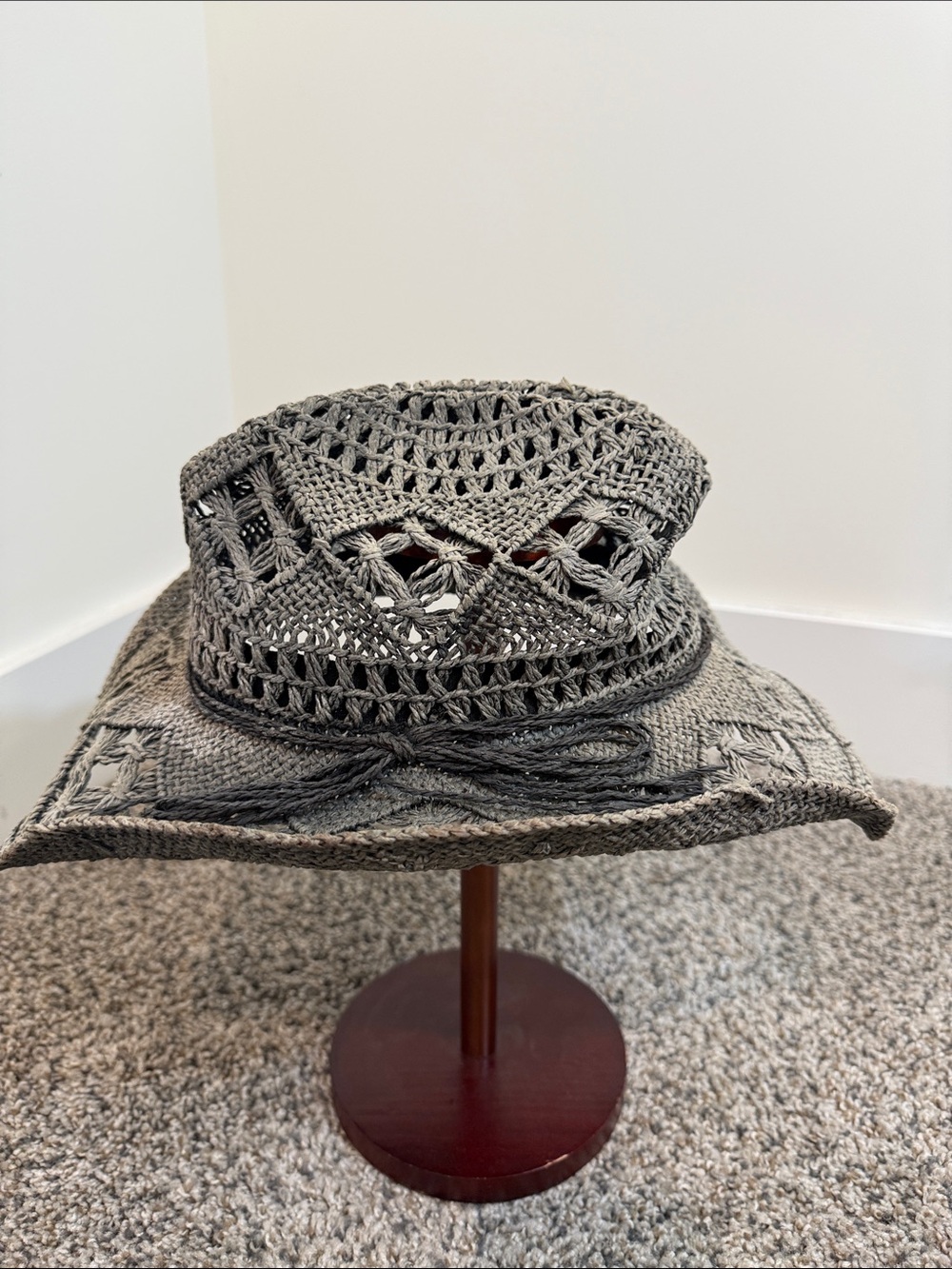 HBY Miami open straw tea stained hat size LG